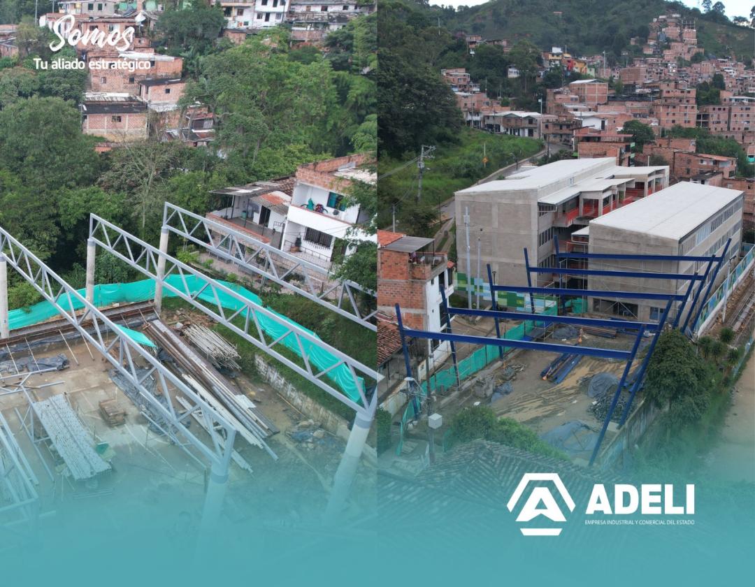Paralelo de dos imágenes ambas de panorámico de remodelación de las canchas de las veredas Los Gómez y El Ajizal.
