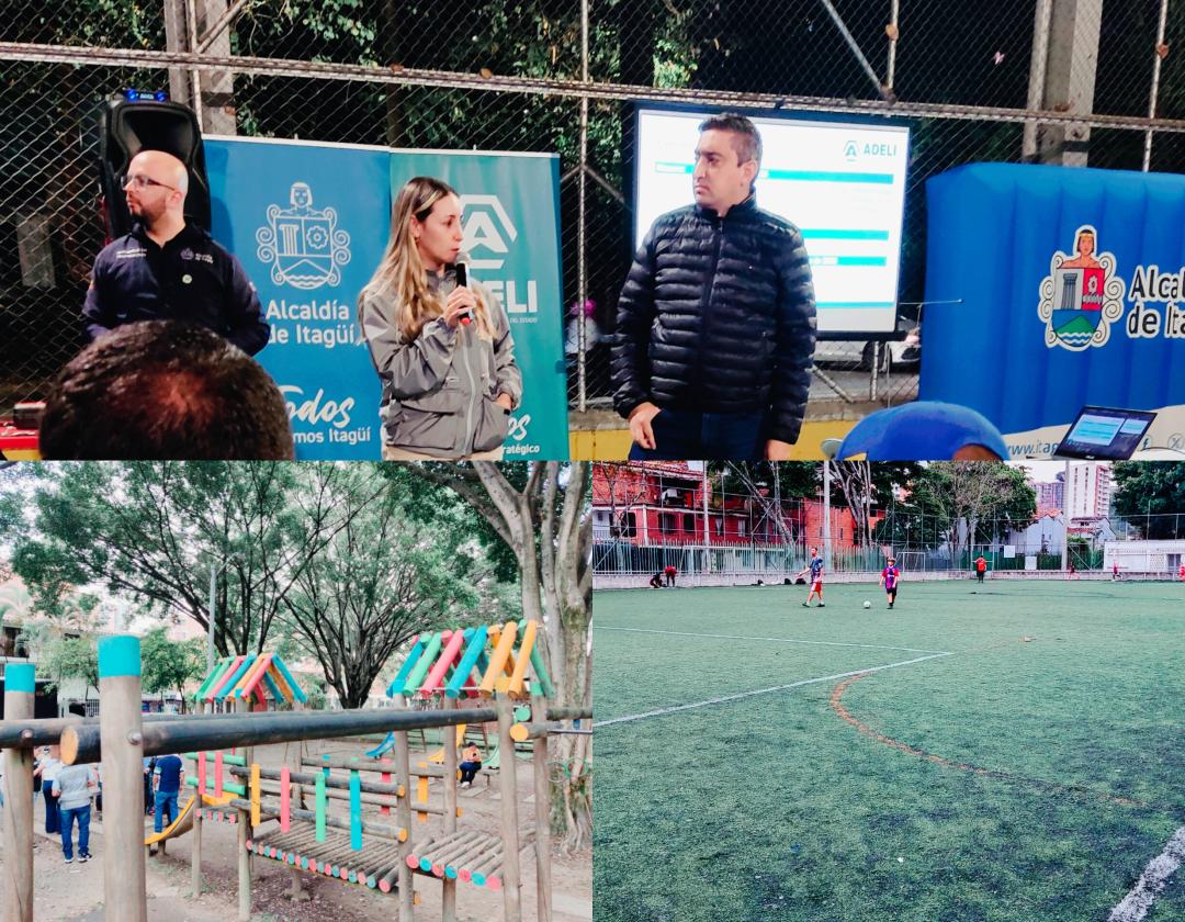 collage de imágenes respecto a adecuación de cancha viviendas del sur