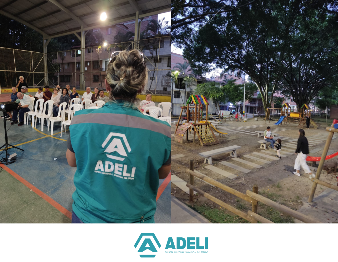 Paralelo de imágenes, a la derecha parque infantil de viviendas del sur y a la izquierda socialización del proyecto.